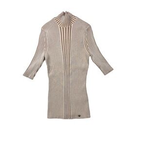 NWT Ted Baker White Plated Ribbed Knit Mock Turtleneck Sweater